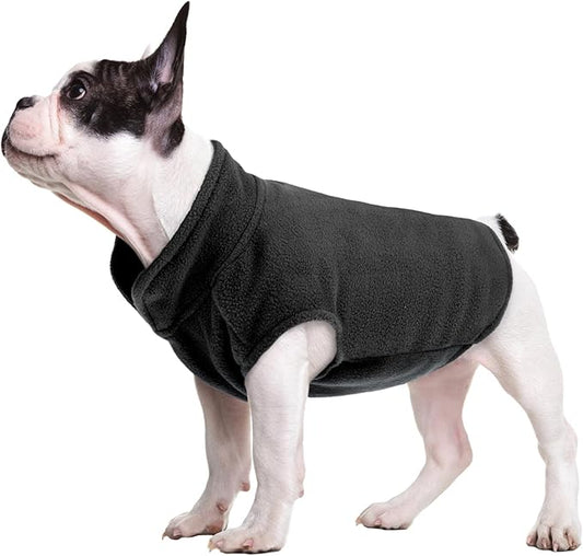 FUAMEY Dog Fleece Vest for Small Dogs,Warm Stretchy Dog Sweatshirts Pullover with Leash Hole Dogs Sweater Soft Pet Turtleneck Cozy Pet Vest Lightweight Sleeveless Black S