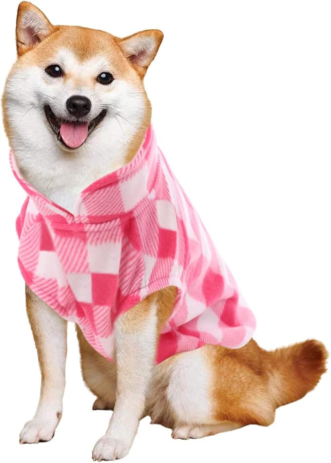 KAMA BRIDAL Spring Autumn Winter Coat Pullover Fleece Vest for Cats Small and Medium Dogs Thin Sweater Pink & White Plaid (Pink, XS)