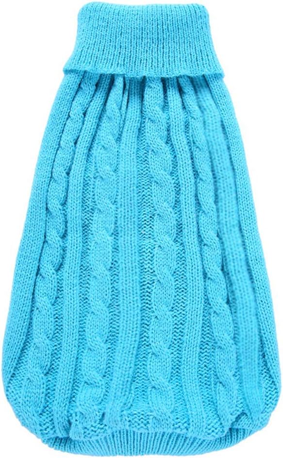 Dog Sweater, Warm & Comfortable Winter Classic Turtleneck Pet Sweater, Large, Blue