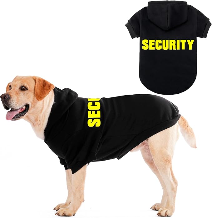 EXPAWLORER Security Dog Hoodie Puppy Sweater - Dog Sweatshirt Soft Fleece Lined Pet Clothes, Cold Weather Hooded Jacket Coat Keep Warm for Small Medium Large Dogs, Medium