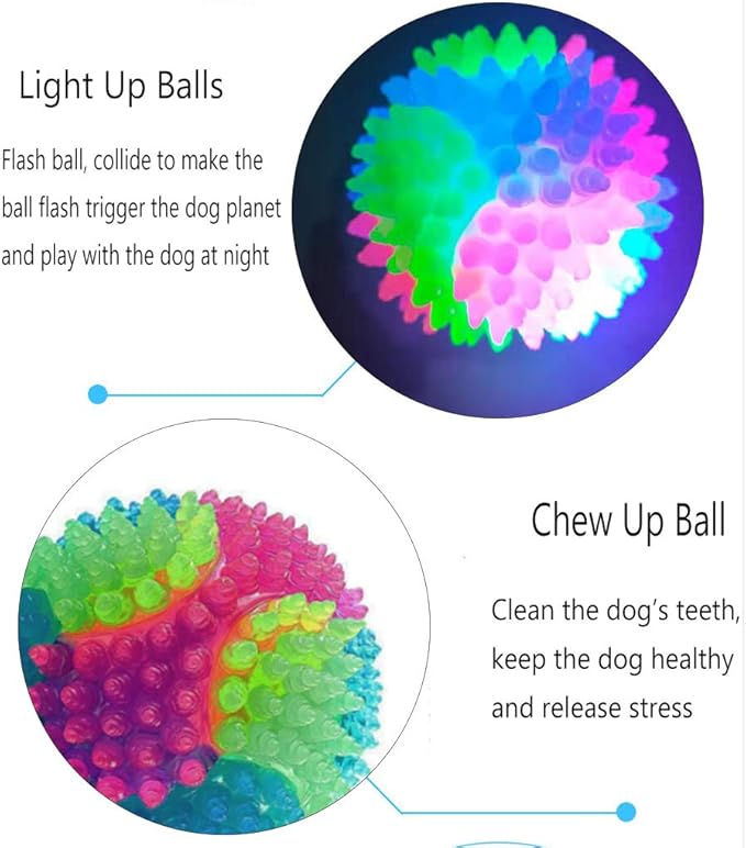 FineInno 2Pcs Dog Balls,2inch Light Up Dog Balls,Flashing Elastic Ball,Glowing Interactive Led Pet Toys for Puppy Small Medium Dogs Cats