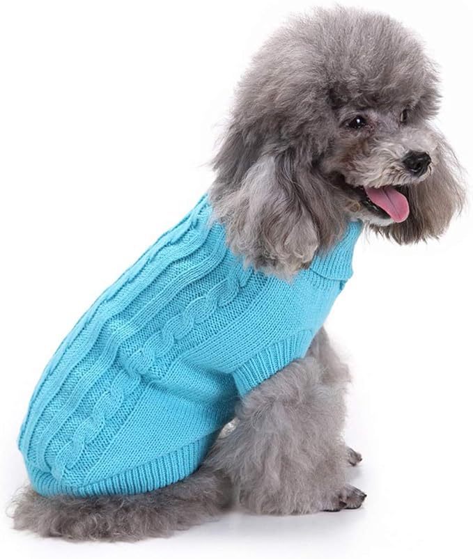 Dog Sweater for Small, Medium, Large Dogs - Warm Winter Classic Turtleneck Pet Clothes - Cute Christmas Coat for Puppies, Cats, Girls, Boys