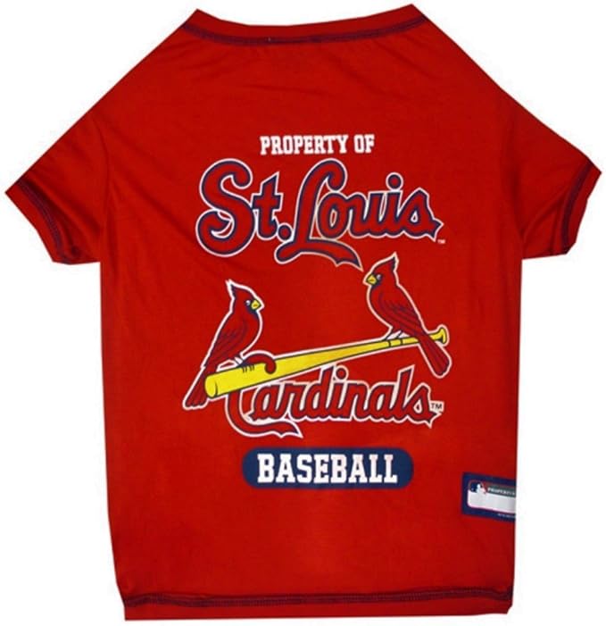 MLB Saint Louis Cardinals Dog T-Shirt, X-Small. - Licensed Shirt for Pets Team Colored with Team Logos. - Premium Stretchable Materials for The Comfort of Your Dog & cat.