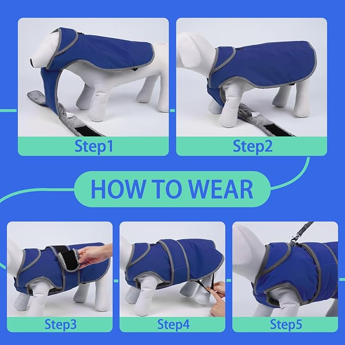 MIGOHI Reflective Waterproof Windproof Dog Coat - Warm Jacket Reversible Stormguard Winter Vest for Small to Large Dogs (Navy, XXL)
