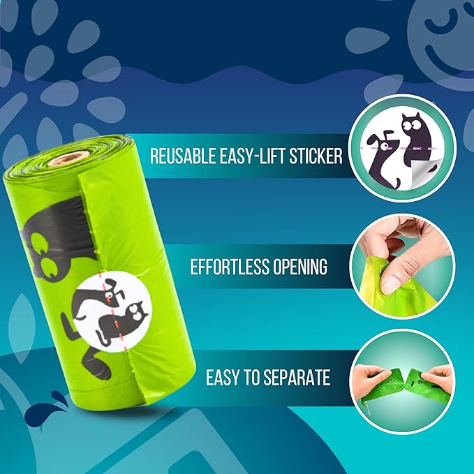 Pet N Pet 360 Counts, Unscented Dog Poop Bags Rolls, 38% Plant Based & 62% PE Poop Bags For Dogs, 24 Rolls Extra Thick Dog Waste Bag, Doggie Poo Bag