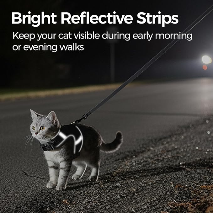 Cat Harness and Leash Escape Proof Kitten Harness Cat Leash for Walking Travel Service Cat Vest, Grey, X-Small