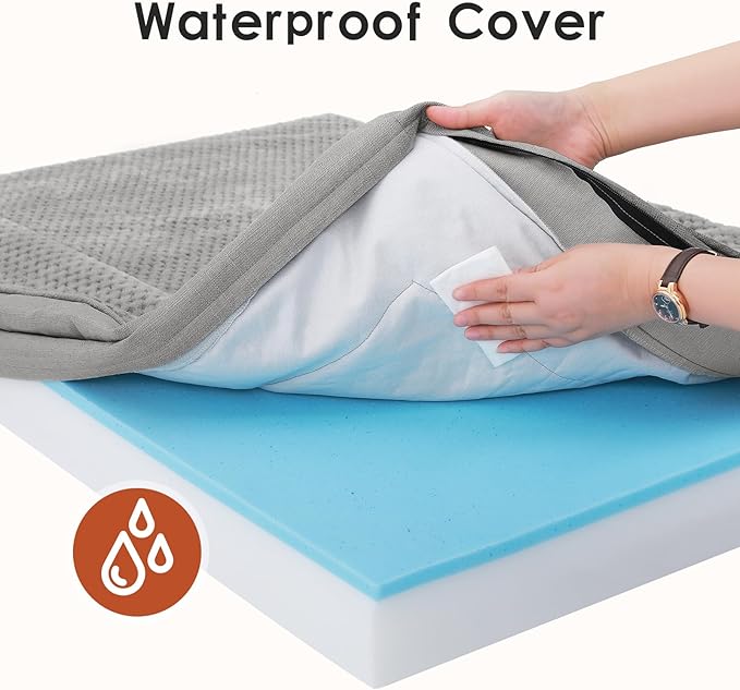 Orthopedic Dog Bed Medium Size Dog, Memory Foam Pet Bed for Medium Dogs, Washable Removable Cover, Nonskid Bottom, Waterproof, 35x23x6 Inches, Light Grey