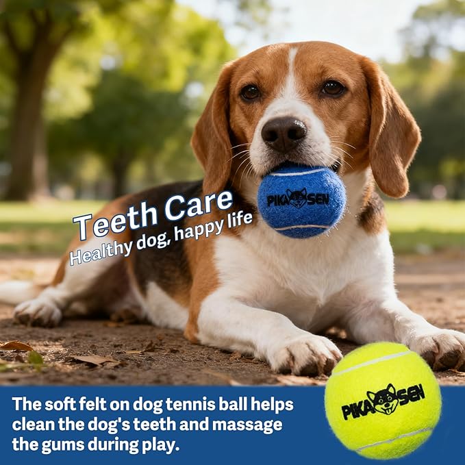 Dog Squeaky Tennis Balls for Pet Playing in 3 Sizes Premium Strong Dog & Puppy Balls for Training, Play, Exercise The Easiest Color for Dogs Red Yellow Blue (Medium-12pack)