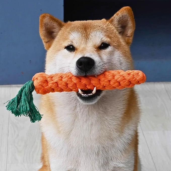 2ME 5 PCS Carrot Dog Rope Toys for Dogs, Durable Chew Toys for Aggressive Chewers, Entertainment & Interaction, Teeth Cleaning and Chewing, All-Cotton