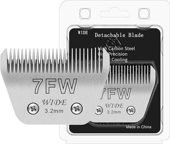 7FW Dog Grooming Wide Blade,Detachable Pet Dog Grooming Blades,Compatible with Andis,Oster A5,Wahl km10 Clippers.Cutting Length 1/8 in(3.2mm)
