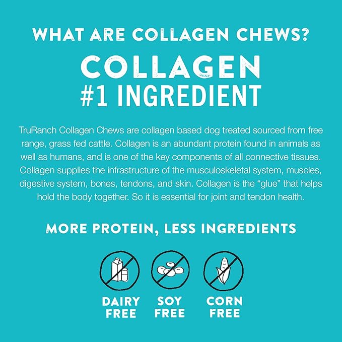 TRURANCH Collagen Sticks - 5" Collagen Sticks for Dogs - Long Lasting Healthy Joint Support - Rawhide Alternative - Skin & Coat Health - Made with Real Beef, Value Pack, 15 Bags, 225 Count