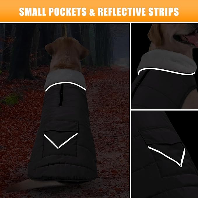 iBuddy Dog Winter Coats with Fleece Vest,Waterproof Warm Dog Snow Jacket Windproof, Reflective Adjustable Pet Dogs Cold Winter Coat for Dogs Girl Boy