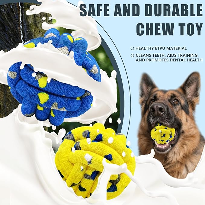 Magicorange Dog Balls Tennis Ball Toys Dog Toy for Aggressive Chewers Indestructible Teething Chew Toys Water Toy Fetch Ball for Dogs (2 Pack)