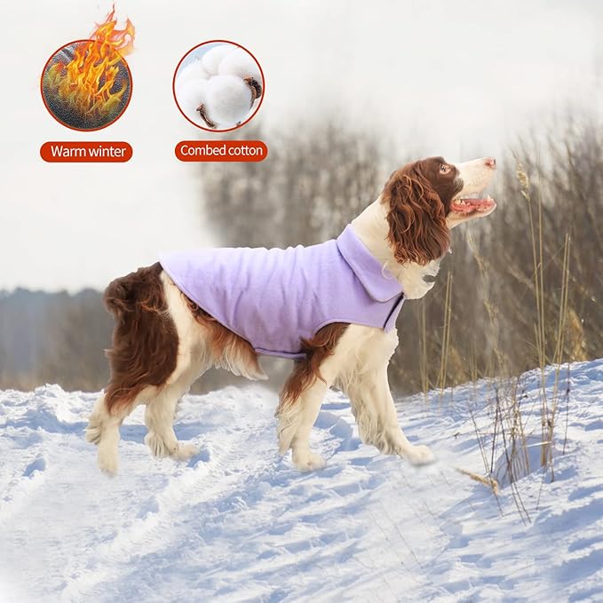 Fleece Dog Coat Winter Pet Jacket Reflective for Cold Weather for Large Medium Small Dogs(Purple,M)