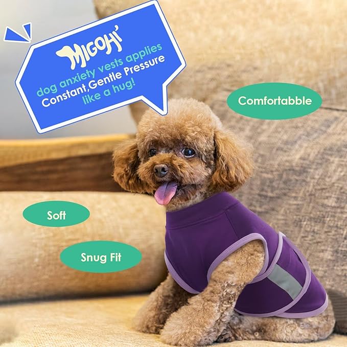 MIGOHI Dog Anxiety Relief Coat,Comfort Anxiety Vest for Dogs,Adjustable Dog Anxiety Calming Wrap for Fireworks,Thunderstorms,Travel, Separation, Anxiety Jacket for Large Dogs,L,Purple