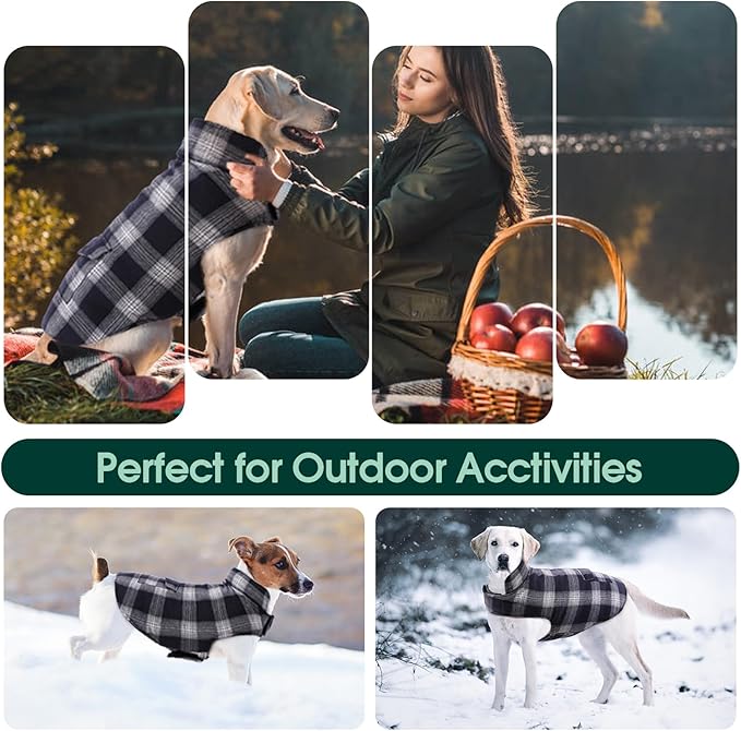 Kuoser Reversible Winter Coat, British Style Jacket for Small Medium Dogs - Warm, Windproof Puppy Cold Weather Vest, Blue M