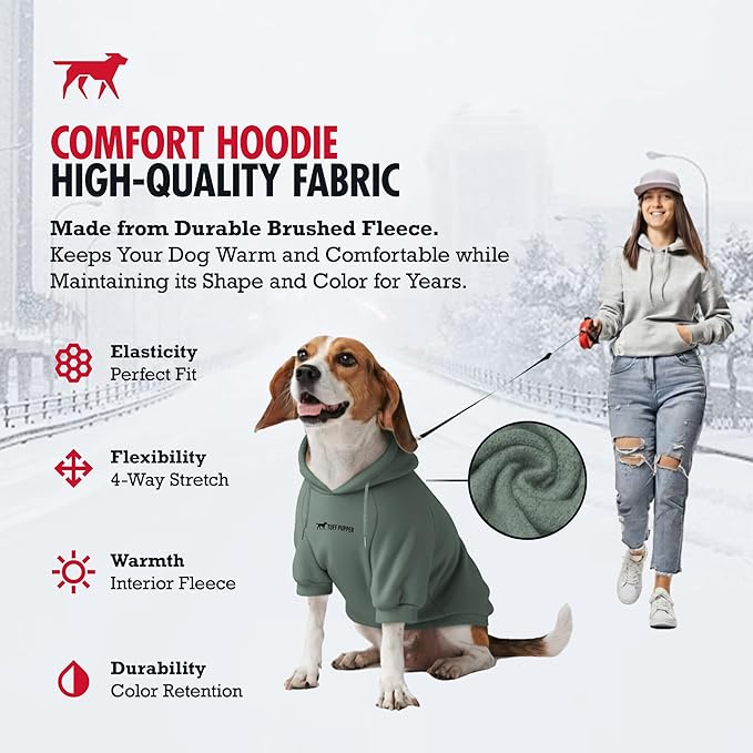 Tuff Pupper Dog Hoodie | Premium Quality 100% Organic Cotton | Ultra Soft Interior for Superior Comfort | Elastic Cuffs & Drawstring for Warmth | Stretch Fit Suitable for All Breeds (Teal, XXS)
