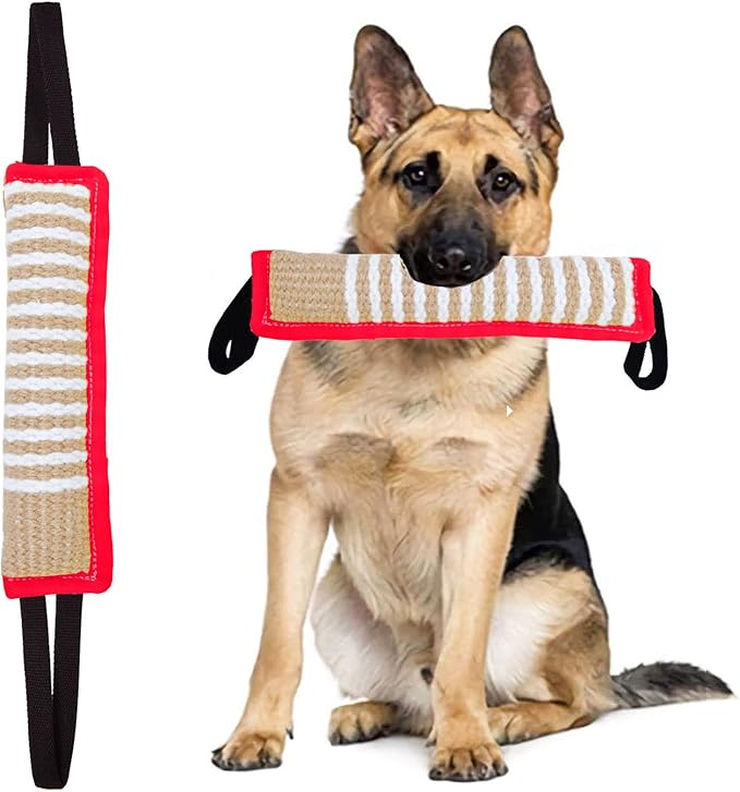 Clysoru Tug Toy for Dogs Jute Bite Resistant Pillow - Lasting Training Equipment Puppy to Large Dogs Interactive Toy with 2 Strong Handles