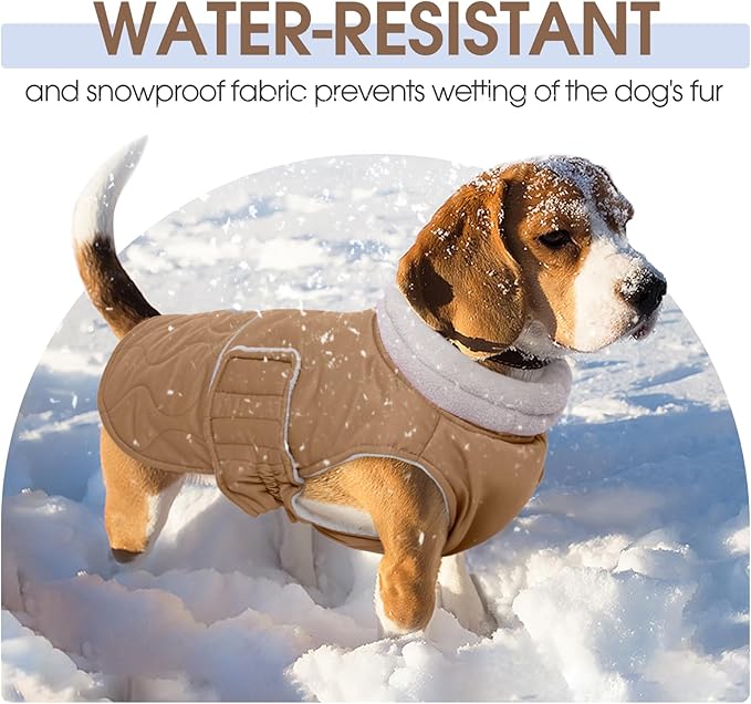 FUAMEY Winter Warm Fleece Turtleneck Dog Jacket, Thick Waterproof Windproof Coats, Dog Snowsuit Vest for Small Medium Large Dogs Pet Clothes