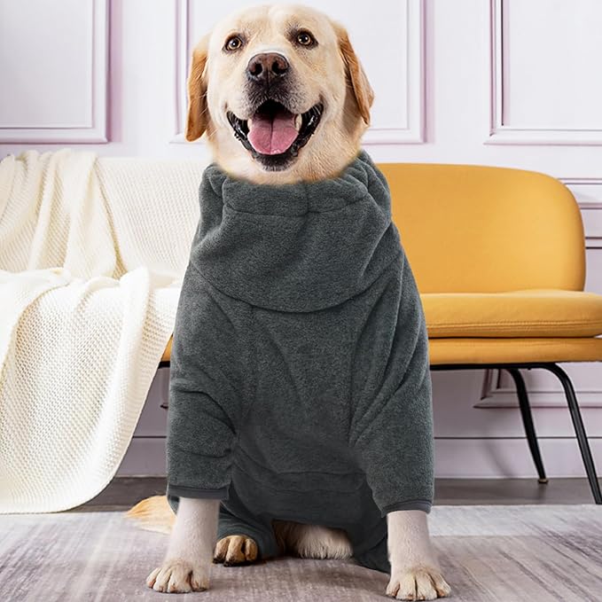 ROZKITCH Dog Winter Clothes for Large Dogs, Pet Windproof Warm Cold Weather Jacket Vest Cozy Jumpsuit Apparel Outfit Clothes for Large Giant Dog Walking Hiking Sleep Grey 4XL