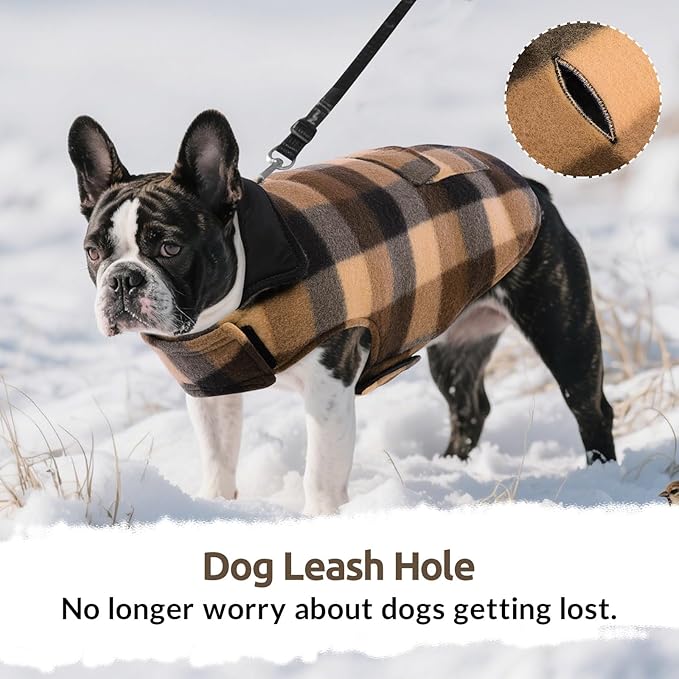 ASENKU Dog Winter Jacket Plaid Reversible Vest, Waterproof Dog Coat for Cold Weather, Perfect for Small to Large Dogs (Coffee, S)