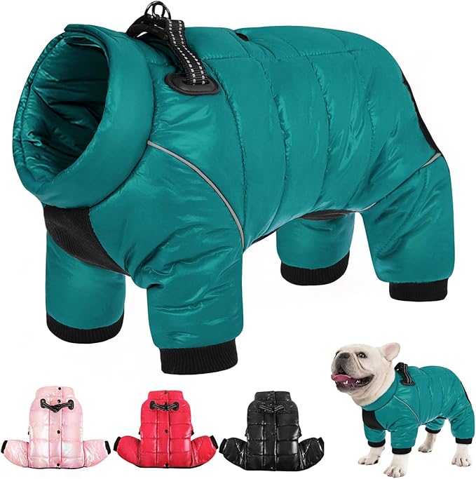 AOFITEE Dog Coat, Waterproof Dog Winter Jacket, Warm Fullbody Dogs Snowsuit, Winter Coat for Small Dogs, Zip Up Pet Puffer Jacket Fleece Vest, Outdoor Reflective Cold Weather Pet Coats, L