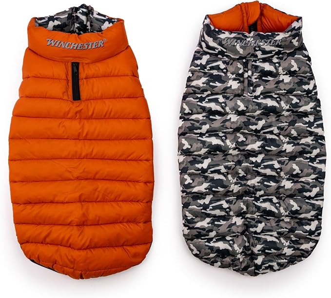 Winchester Pet Premium Reversible Dog Puffer Vest, Black, Large