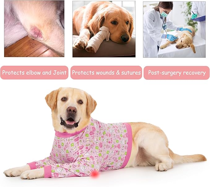 Dog Recovery Shirt for Front Legs, Dog Elbowpads Sleeve Protect Dogs Elbows Arms,Stop Licking Joints After Surgery, Help with Injury Healing Covers The Wound, Cone Alternatives (Pink, 7XL)