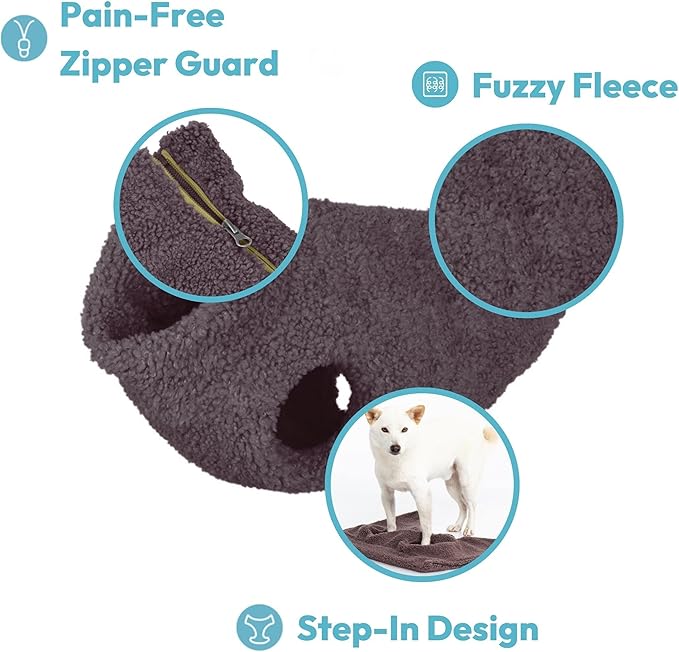 Gooby Sherpa Vest Dog Sweater - Stone Blue, X-Large - Warm Fuzzy Fleece Step-in Jacket Without Ring Leash - for Small and Medium Dogs, Everyday Winter Use