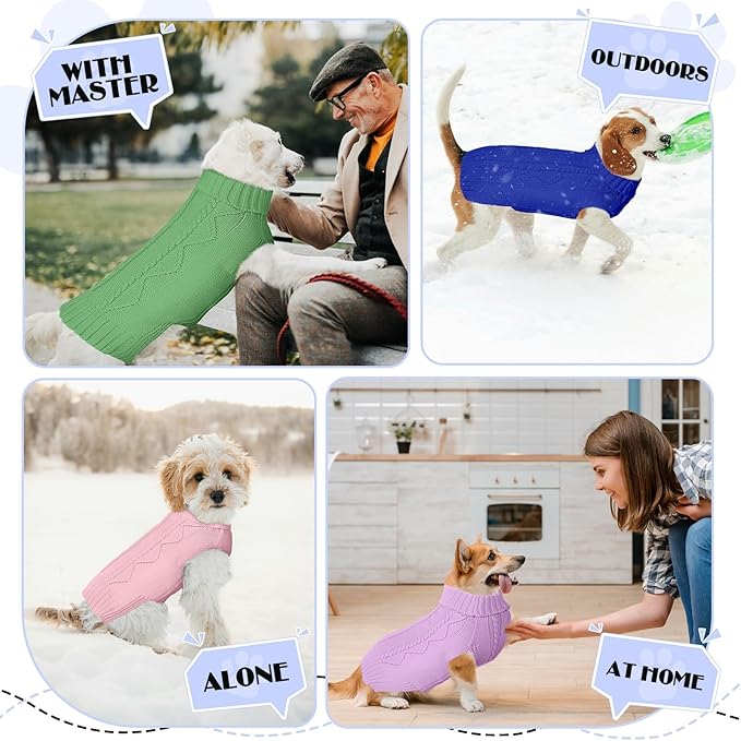 Dog Sweaters for Small Medium Large Dogs Girl, Soft Warm Turtleneck Pup Dogs Shirt, Double Knitting Collar for Outdoor Playing, Warm Dog Clothes