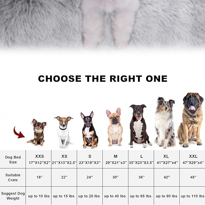 Bedfolks Plush Dog Crate Bed, Waterproof & Washable Faux Fur Pad for Extra Large Dogs, Grey, 41"x27"