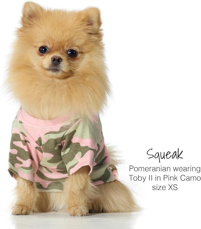 Toby II - The Perfect Tee, 3 Pack Short Sleeve Pet T-Shirt 100% Organic Cotton Tees Clothes for Small, Medium, Large Dogs, Pink Camo, Small