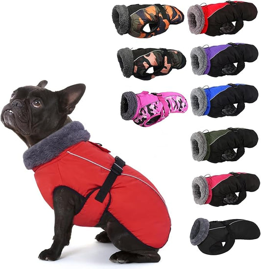 IECOii Warm Dog Coat - Adjustable Jacket with Reflective Fleece Turtleneck for Cold Weather, Soft Winter Coat for Small to Extra Large Dogs