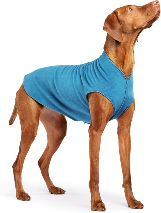 Goldpaw Stretchy Fleece Jacket for Small Dogs - Super Soft, Warm Dog Sweater - Pet Sweater Vest for Fall and Winter - Canine Clothes Made in The USA - Machine Washable - Marine Blue - Size 20
