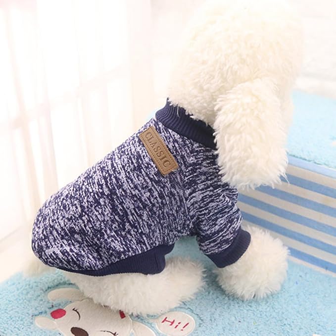 Idepet Pet Dog Classic Knitwear Sweater,Fleece Coat for Small,Medium Dog,Warm Pet Dog Cat Clothes,Soft Puppy Customes 2 Color (XL, Navy)