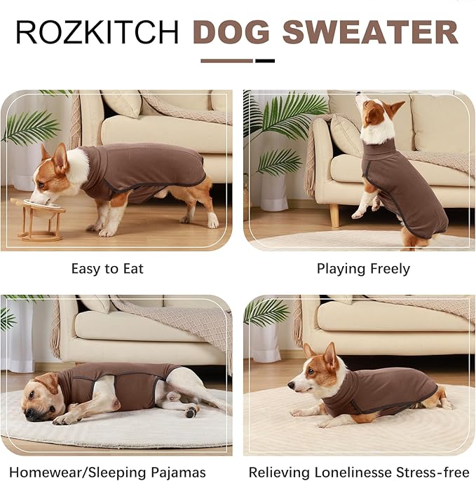 ROZKITCH Brown Dog Vest, Pet Windproof Warm Cold Weather Jacket Vest Cozy Jumpsuit Apparel Outfit Clothes for Walking Hiking Travel Sleep Brown XL
