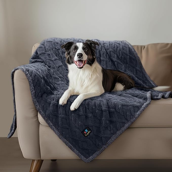 Waterproof Pet Blanket, Liquid Pee Proof Dog Blankets for Sofa Bed Couch, Reversible Sherpa Fleece Furniture Protector Cover for Small Medium Large Dogs Cats,Dark Grey X-Large（85" x 57"）