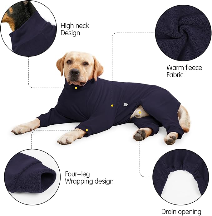 Fleece Dog Sweater for Small Medium Large Dog for Daily Run Walk Sleep Pet Winter Jacket & Windproof Clothes Coat Medium Navy Blue