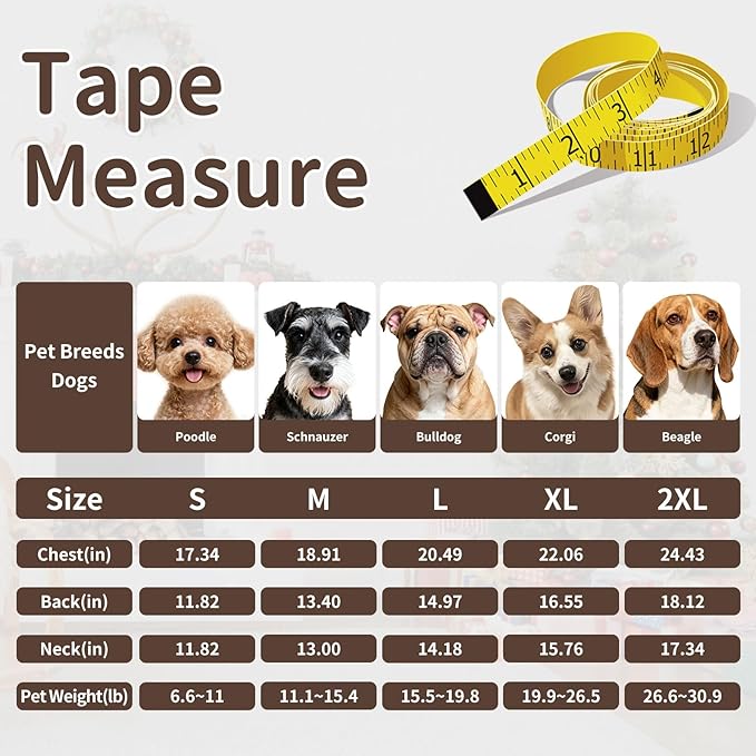 Dog Winter Coat for Small & Medium Dogs (Up to 31lb), Waterproof Dog Coat with Harness, Puppies Windproof Puppy Puffer Jacket, Snowsuit for Dachshund,Frenchie, Corgi (Classic Brown, XLarge)