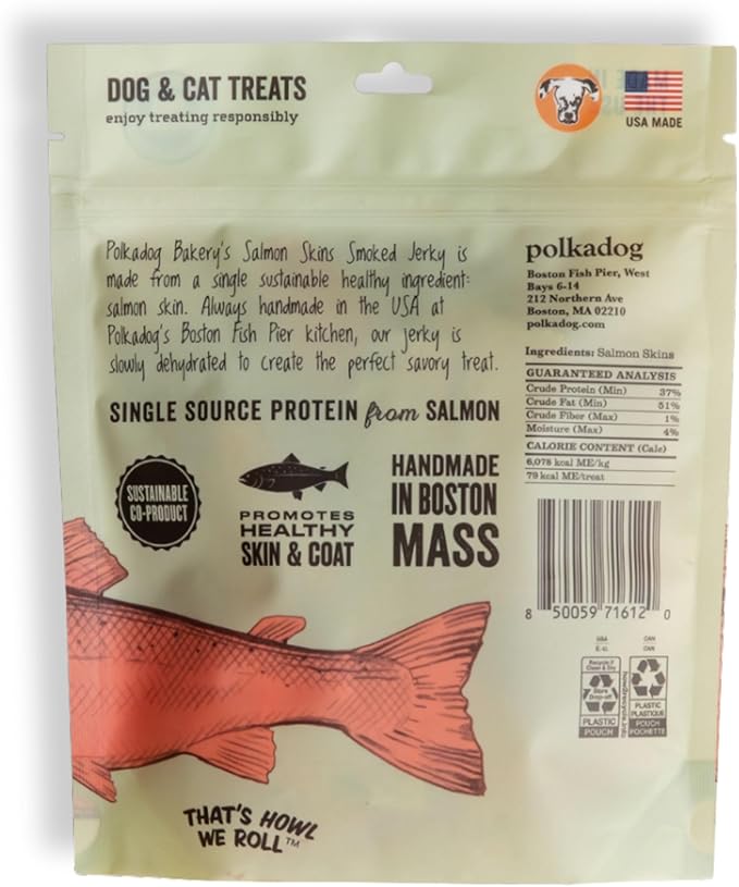 Polkadog Fish Skin Shorties Variety 3-Pack – Includes 2x Cod and 1x Salmon. All-Natural Dog Treats, Made in USA, Single Ingredient, Omega-3 Rich, Grain-Free & Hypoallergenic Jerky for All Breeds