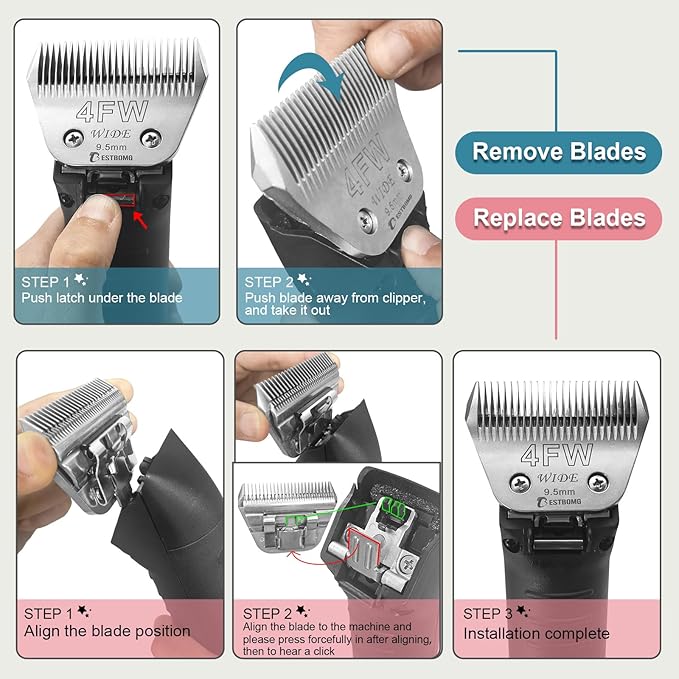Detachable Pet Dog Grooming Blades-Size 40W Dog Grooming Wide Blade,Cutting Length 1/100",Compatible with Andi-s,Oster A5,Wahl km10 Clippers
