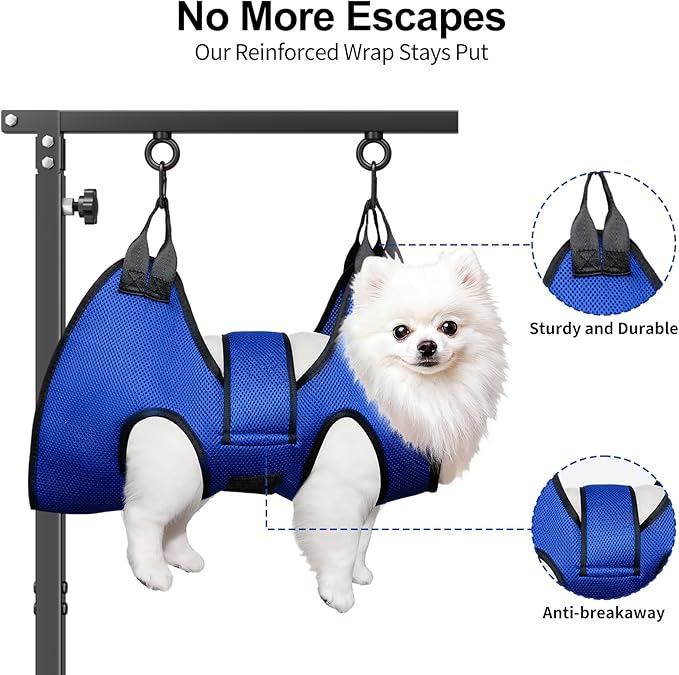 Foldable Dog Grooming Table Arm – Adjustable 28"-41" Clamp Arm with Hammock, No-Sit Holder for Small Dogs – Grooming Table for Dogs at Home or Salon