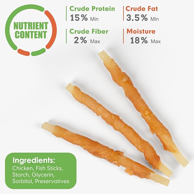MON2SUN Rawhide Free Dog Treats Chicken Wrapped Cod Sticks for Small Dogs Healthy Training Treats Soft Snacks (31.75 Ounce -Pack of 1)