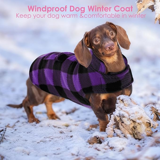 AOFITEE Dog Coat Plaid Dog Winter Coat for Large Dogs, Warm Dogs Jacket Christmas Sweater, Waterproof Pet Puffer Jacket, Reversible Pet Cold Weather Coats for Small Medium Large Pets, Purple XXXL