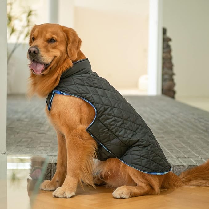 CuteBone Reversible Dog Jacket - Waterproof, Windproof, Thick Soft Coat with Leash Hole for Small/Medium/Large Dogs