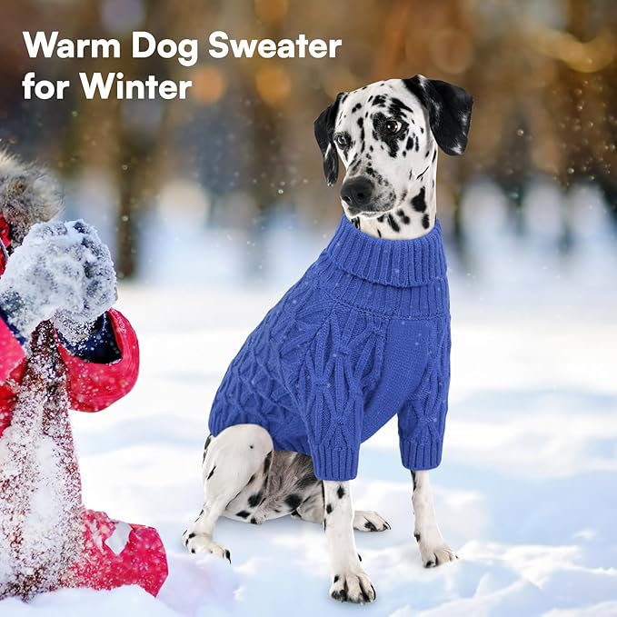 Queenmore Knitted XS Dog Sweater,Turtleneck Pullover Small Dog Sweater,Soft DogSweaters for Small Dogs Male Female, Pet Sweaters for Dogs,Thick Warm Pet Clothes for Teacup,Chihuahua(Royal Blue,XS)