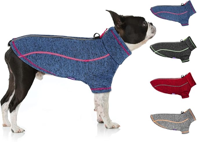 cyeollo Dog Sweater Jacket Fleece Reflective Dog Jackets with D Ring Lightweight Zipper Pet Winter Coats for Indoor and Outdoor Warm Pet Clothes