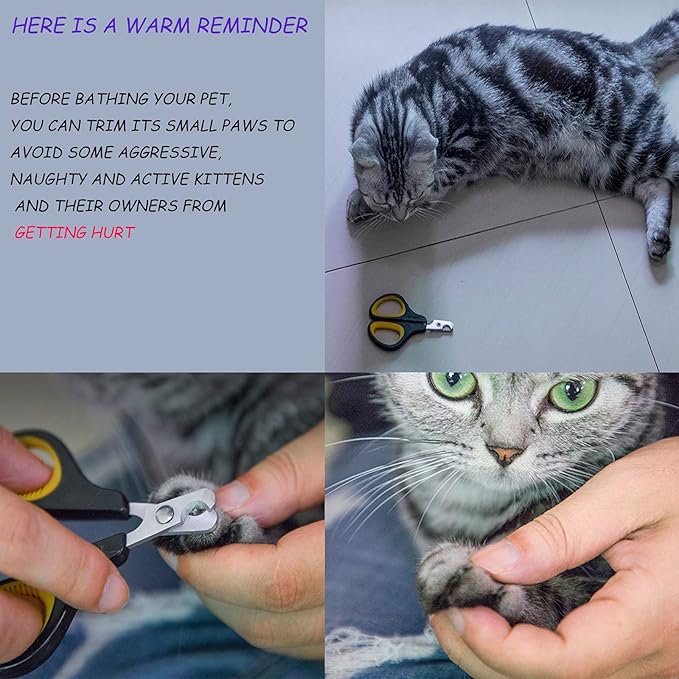 FANOVO Cat Bathing Bag, Cat Shower Net Pet Bag, Cat Grooming Washer Mesh Bag, Adjustable Breathable Multifunctional Anti-Bite and Anti-Scratch Restraint Bag with Pets Nail Clippers for Cat's Bathing