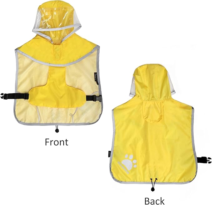 MAMORE Dog Raincoat Waterproof, Lightweight Adjustable Dog Rain Coat Hooded Poncho with Reflective Strip for Large Medium Small Dogs (Yellow, XX-Large)