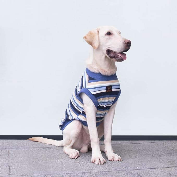 Extra Large Dog T Shirts Clothes Sleeveless Tank Top Vest for Labrador Rottweiler Great Dane, Blue, 4X-Large